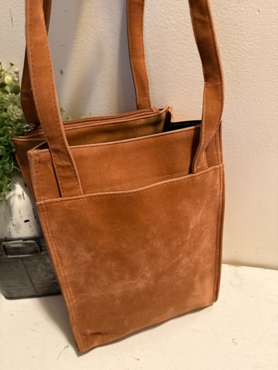 The Unbranded Brand Handbags - Unbranded Mini Suede Tote In Cognac Color EUC